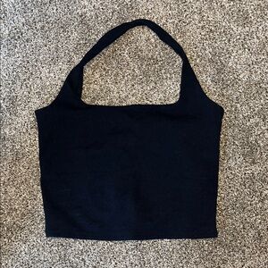 Abercrombie Black Women's Halter crop Top square neck size Large stretchy